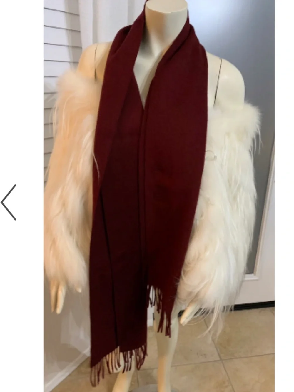 Stewart of Scotland Men’s Bordeaux Maroon Scarf Acrylic & Fringe Trim